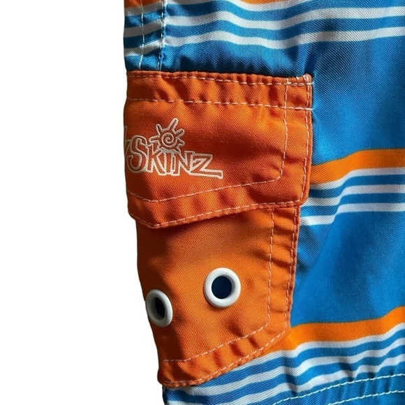 UV Skinz Infant Boys’ Striped Swim Trunks 12-18mos Blue Orange White - Picture 4 of 6